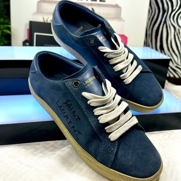 Saint Laurent sneakers tennis shoes in blue suede size 6.5