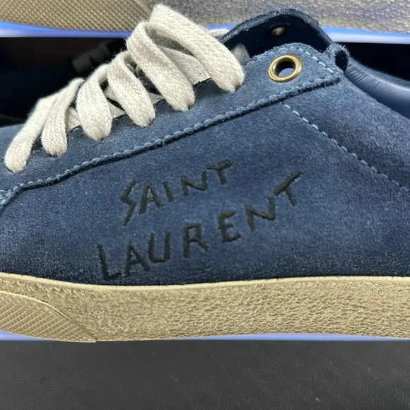 Saint Laurent sneakers tennis shoes in blue suede size 6.5