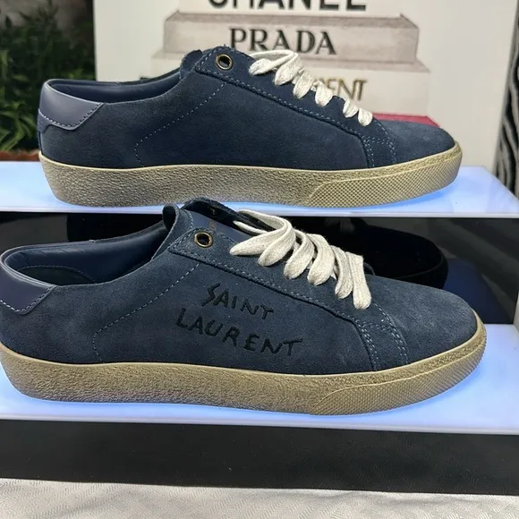 Saint Laurent sneakers tennis shoes in blue suede size 6.5