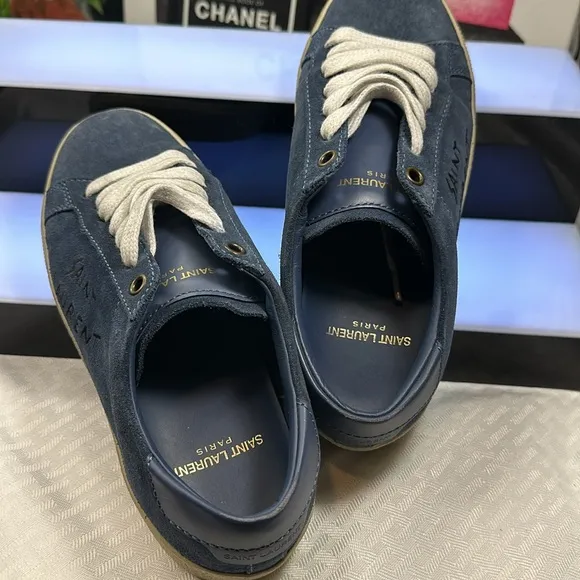 Saint Laurent sneakers tennis shoes in blue suede size 6.5