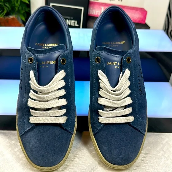 Saint Laurent sneakers tennis shoes in blue suede size 6.5