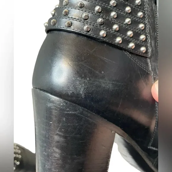 Saint Laurent YSL French 85 Studded Ankle Booties Size EU 37 US 7 Calfskin Boots