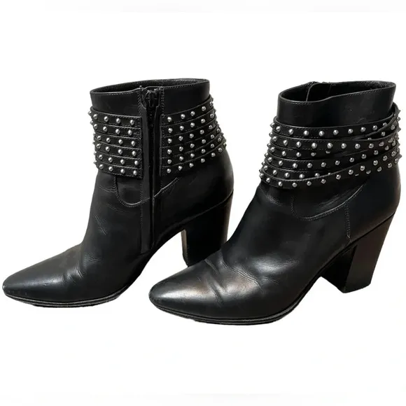 Saint Laurent YSL French 85 Studded Ankle Booties Size EU 37 US 7 Calfskin Boots