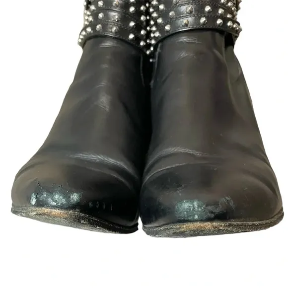 Saint Laurent YSL French 85 Studded Ankle Booties Size EU 37 US 7 Calfskin Boots