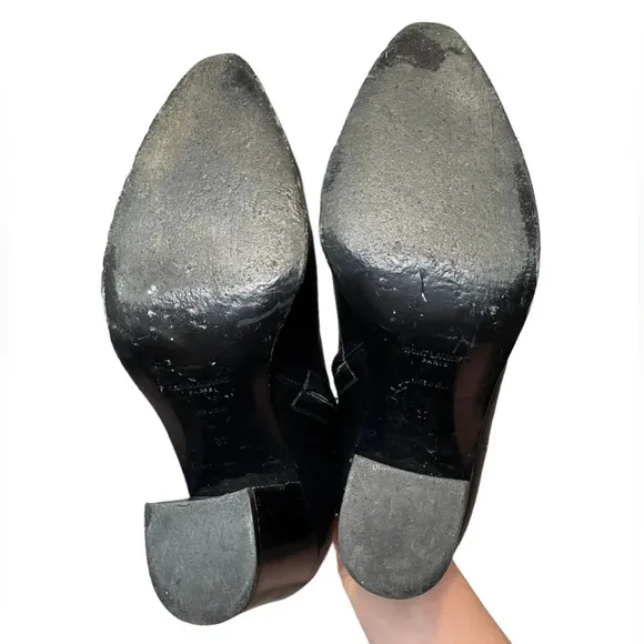 Saint Laurent YSL French 85 Studded Ankle Booties Size EU 37 US 7 Calfskin Boots