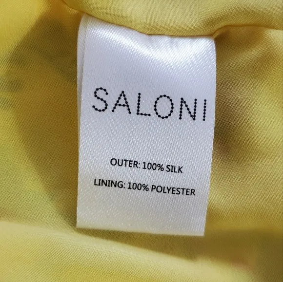 Saloni Women’s Holly Yellow Floral Silk Ruffle Midi Dress Floral Size 0