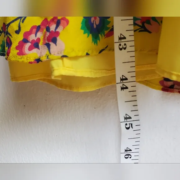 Saloni Women’s Holly Yellow Floral Silk Ruffle Midi Dress Floral Size 0