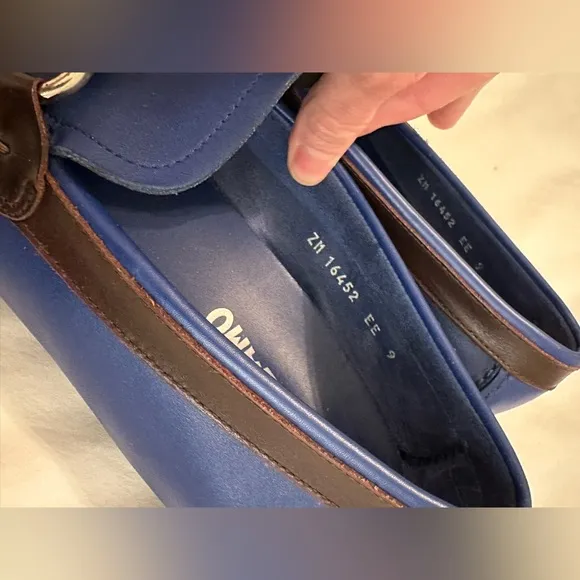Salvatore Ferragamo Blue Leather Gancini Bit Slip On Loafers