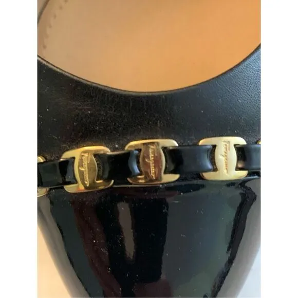 Salvatore Ferragamo Cap Toe Wedge Pumps Nana Chain black women's size 7
