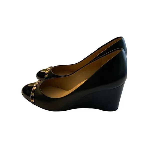 Salvatore Ferragamo Cap Toe Wedge Pumps Nana Chain black women's size 7