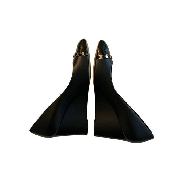 Salvatore Ferragamo Cap Toe Wedge Pumps Nana Chain black women's size 7