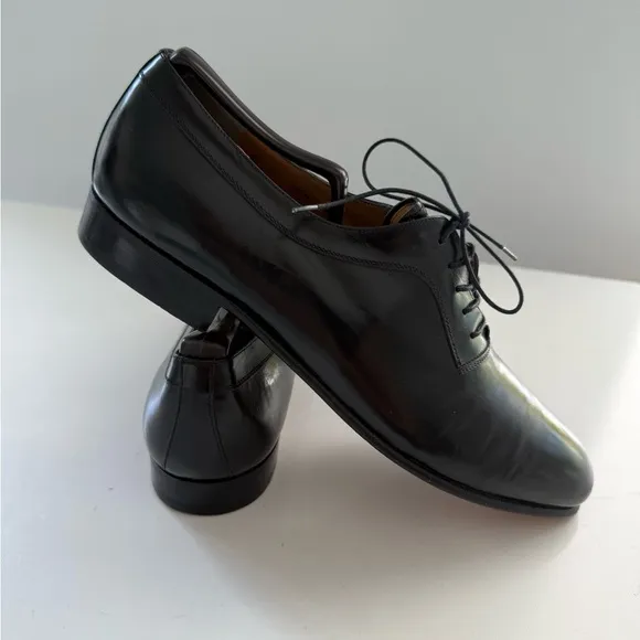 Salvatore Ferragamo Men's Black Leather Shoes 9