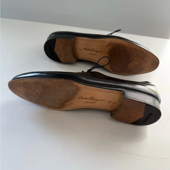 Salvatore Ferragamo Men's Black Leather Shoes 9