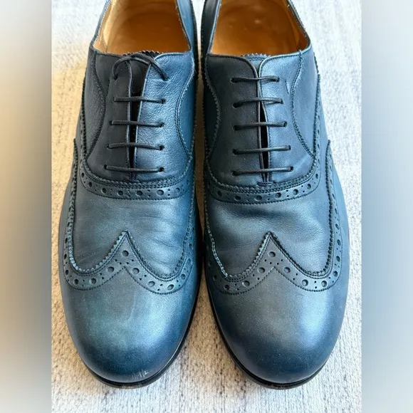 Salvatore Ferragamo Men's Blue Leather Brogues