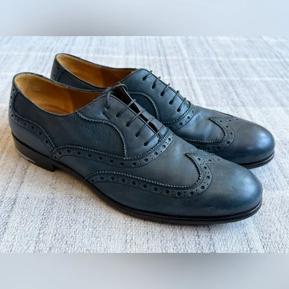 Salvatore Ferragamo Men's Blue Leather Brogues