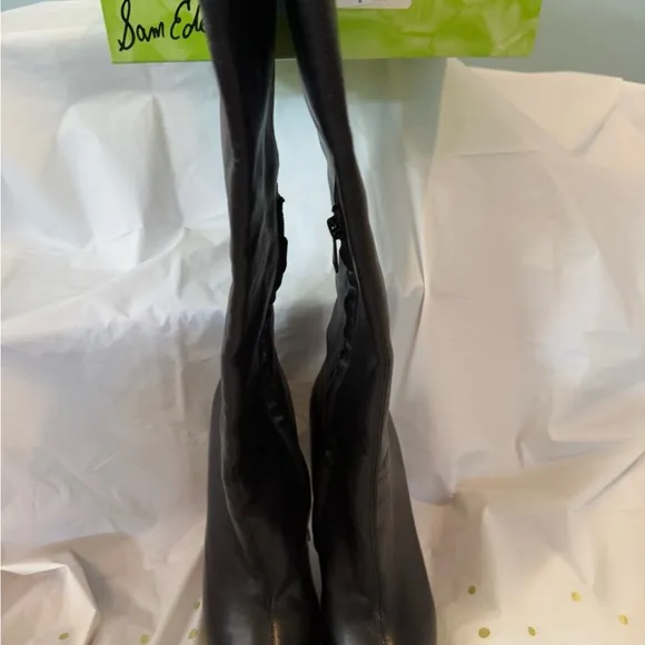 Sam Edelman Black Leather Knee-High Boots