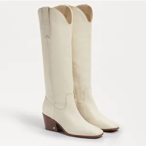 Sam Edelman Britten Ivory Cream Leather Western Boots size 6