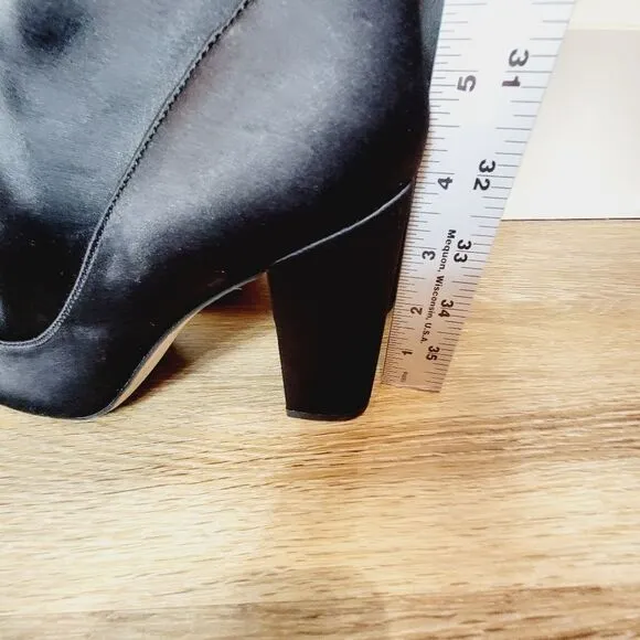 Sam Edelman Calexa Black Satin Sock Boots Side Zip Size 9.5