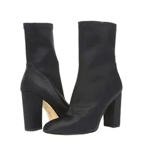 Sam Edelman Calexa Black Satin Sock Boots Side Zip Size 9.5
