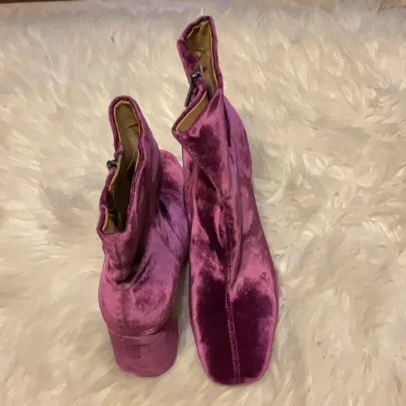 Sam Edelman Codie Leather Ankle Boots Women Deep Orchid Side Zip Closure Size 9