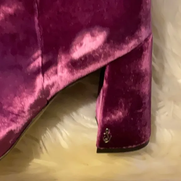 Sam Edelman Codie Leather Ankle Boots Women Deep Orchid Side Zip Closure Size 9