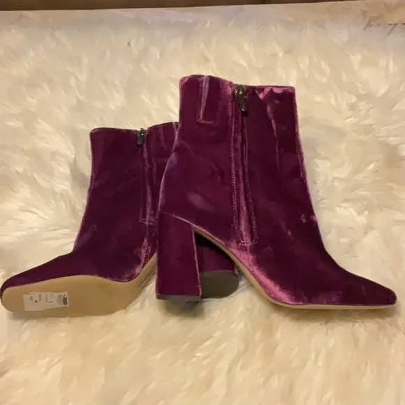 Sam Edelman Codie Leather Ankle Boots Women Deep Orchid Side Zip Closure Size 9