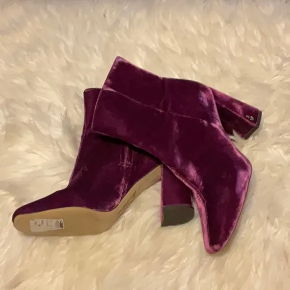 Sam Edelman Codie Leather Ankle Boots Women Deep Orchid Side Zip Closure Size 9