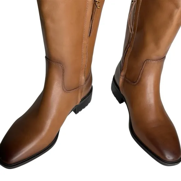 Sam Edelman Drina Ath Whisky Almond Toe Knee High Riding Boots Womens side zip