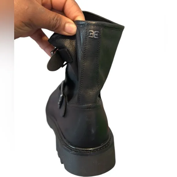 Sam Edelman Kinsley Biker  Black Leather Boots Women’s Size 8.5