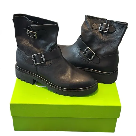 Sam Edelman Kinsley Biker  Black Leather Boots Women’s Size 8.5