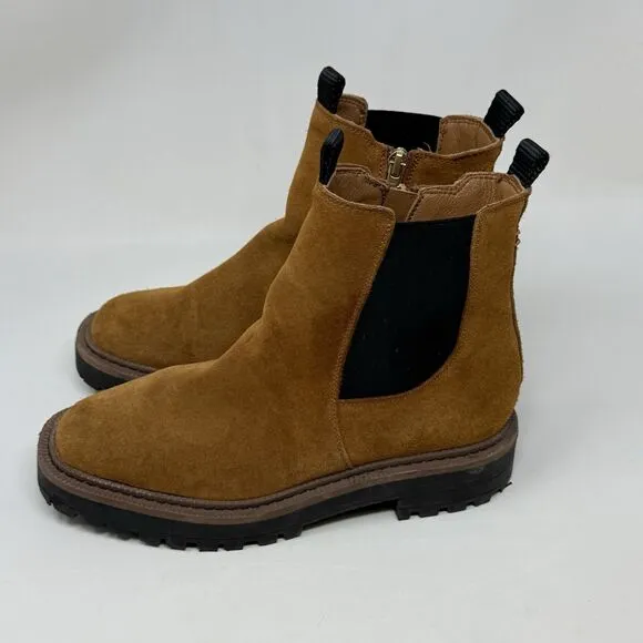 Sam Edelman Laguna Chelsea Boots Girls Size 4 Brown Suede Ankle Side Zip
