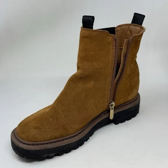 Sam Edelman Laguna Chelsea Boots Girls Size 4 Brown Suede Ankle Side Zip