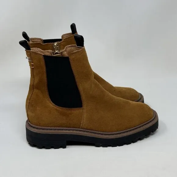 Sam Edelman Laguna Chelsea Boots Girls Size 4 Brown Suede Ankle Side Zip