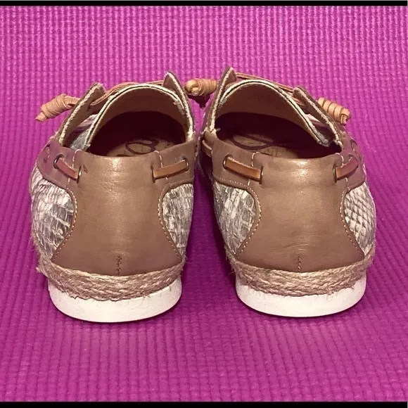Sam Edelman NWOT Women's Snake-print Leather Boat Shoes - Size 6.5M