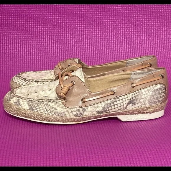 Sam Edelman NWOT Women's Snake-print Leather Boat Shoes - Size 6.5M