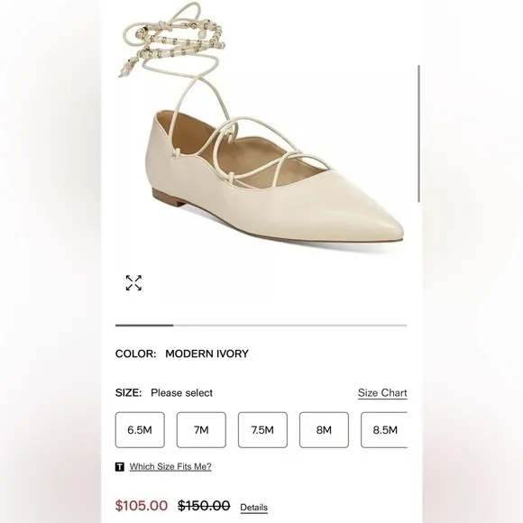 SAM EDELMAN NWT ivory winslet lace up ankle tie pointed toe leather upper flats