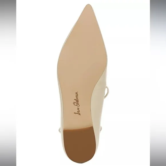 SAM EDELMAN NWT ivory winslet lace up ankle tie pointed toe leather upper flats