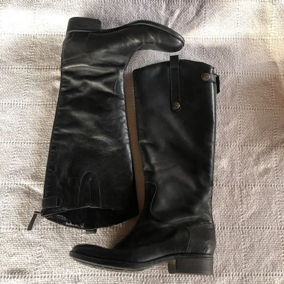 Sam Edelman Penny Black Leather Boots Women’s Size 7 M Tall Riding Boots Preppy