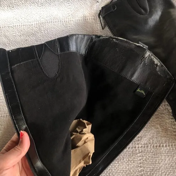 Sam Edelman Penny Black Leather Boots Women’s Size 7 M Tall Riding Boots Preppy