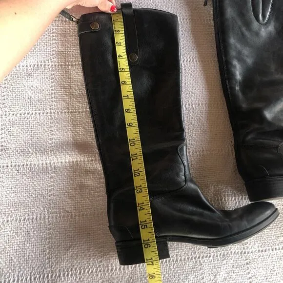 Sam Edelman Penny Black Leather Boots Women’s Size 7 M Tall Riding Boots Preppy