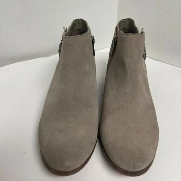 Sam Edelman Petal Suede Ankle Boots Buckle Detail Taupe Booties Women's Size 8.5