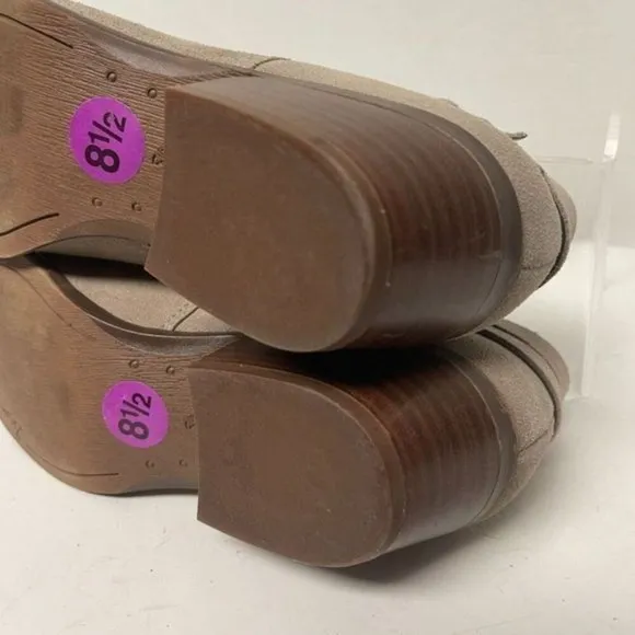 Sam Edelman Petal Suede Ankle Boots Buckle Detail Taupe Booties Women's Size 8.5