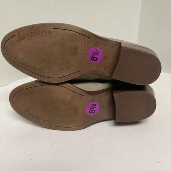 Sam Edelman Petal Suede Ankle Boots Buckle Detail Taupe Booties Women's Size 8.5