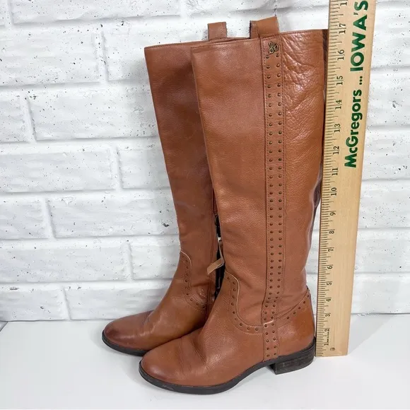 SAM EDELMAN Prina Tall Brown Leather Side Zip Boots