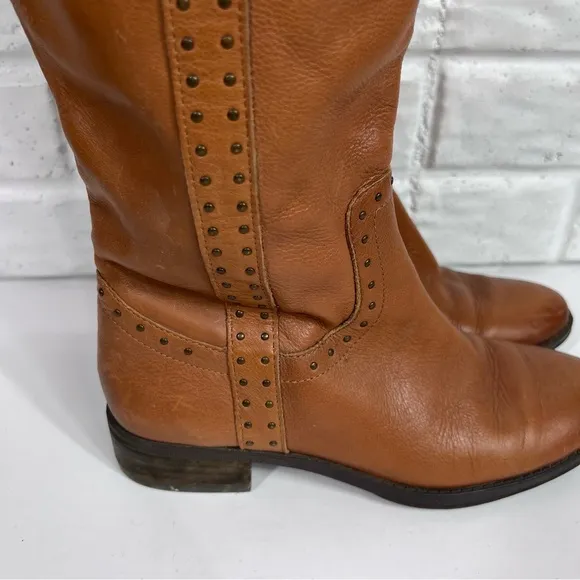SAM EDELMAN Prina Tall Brown Leather Side Zip Boots