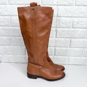 SAM EDELMAN Prina Tall Brown Leather Side Zip Boots