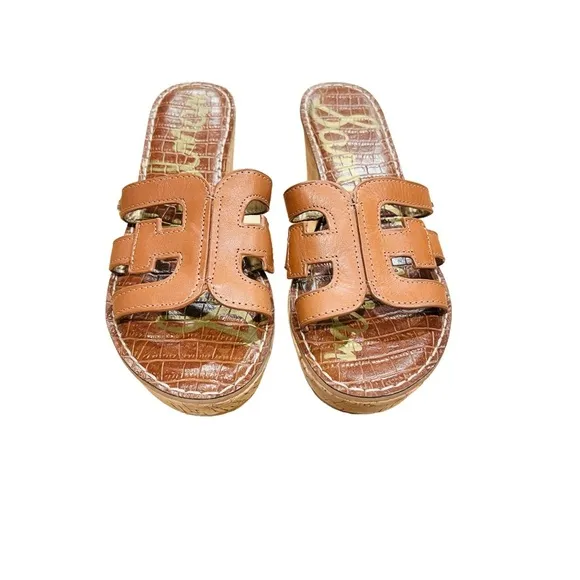 Sam Edelman Regis Leather Cork Wedges with Round Toe Size 8 NWOB