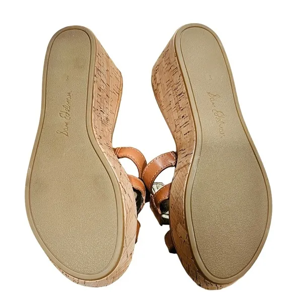 Sam Edelman Regis Leather Cork Wedges with Round Toe Size 8 NWOB