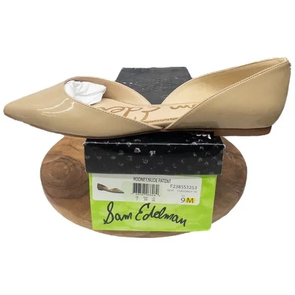 Sam Edelman Rodney Patent Leather Flats Nude Pointed Toe Women's Size 9