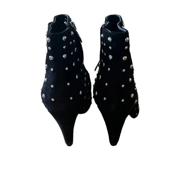 SAM EDELMAN ROYA BLACK SUEDE STUDDED CONE HEEL ANKLE BOOTS SIZE 6